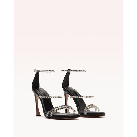 Alexandre Birman Dolores 100 Black & Sparkling Straps Sandal - Picture 1 of 11